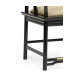 Asian Fusion Rounded Black Gloss & Brass Dining Arm Chair, Upholstered in MAZO