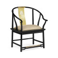 Fusion Rounded Black Gloss & Brass Dining Arm Chair