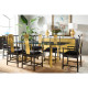 Asian Fusion Rounded Black Gloss & Brass Dining Arm Chair, Upholstered in MAZO