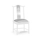Asian Fusion White Gloss & Stainless Steel Dining Side Chair, Upholstered in Silver Silk Asian Fusion White Gloss & Stainless Steel Dining Side Chair, Upholstered in Silver Silk