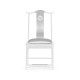 Asian Fusion White Gloss & Stainless Steel Dining Side Chair, Upholstered in Silver Silk Asian Fusion White Gloss & Stainless Steel Dining Side Chair, Upholstered in Silver Silk