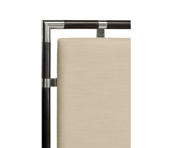 Campaign Style Ebonised Oak Cali King Bed, Upholstered in MAZO