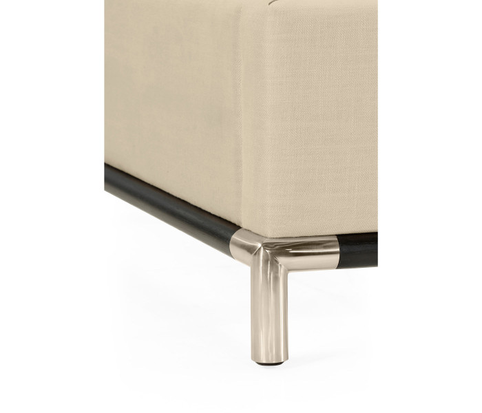 Campaign Style Ebonised Oak Cali King Bed, Upholstered in MAZO