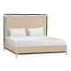 Campaign Style Ebonised Oak Cali King Bed, Upholstered in MAZO