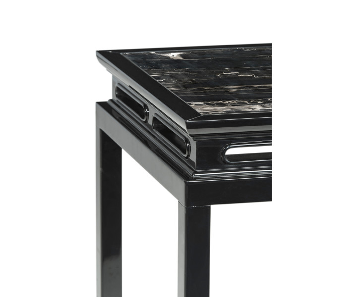 Fusion Smoky Black End Table with Marble Top