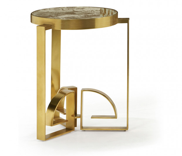 SMALL BASE ONLY of the Fusion Chinoiserie Antique Etched Brass Dining Table