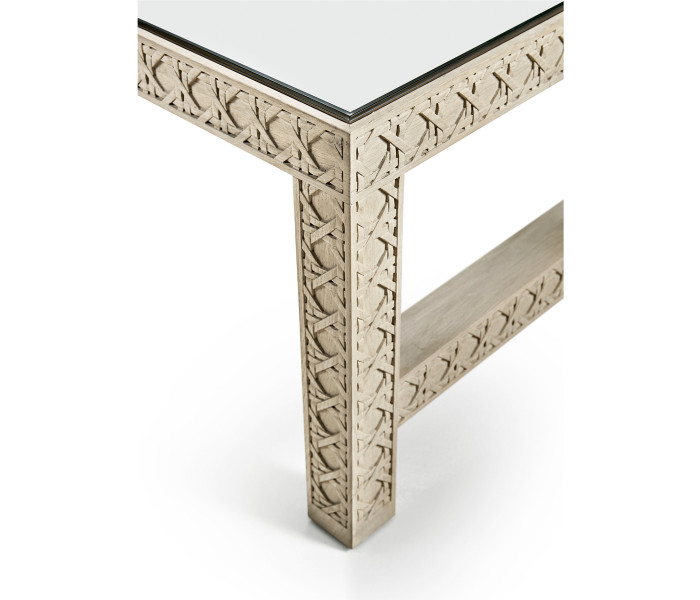Cnoidal Cane Carved Cocktail Table Cnoidal Cane Carved Cocktail Table