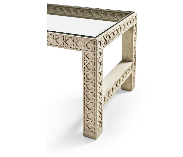 Cnoidal Cane Carved Cocktail Table Cnoidal Cane Carved Cocktail Table