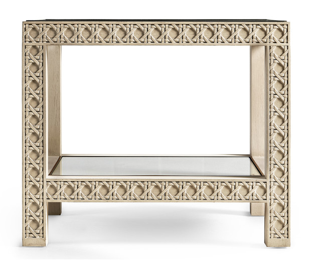 Cnoidal Cane Carved End Table