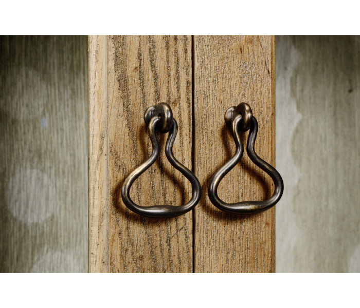 Oulton Vintage Oak Cabinet with Glass Doors & Wooden Shelves