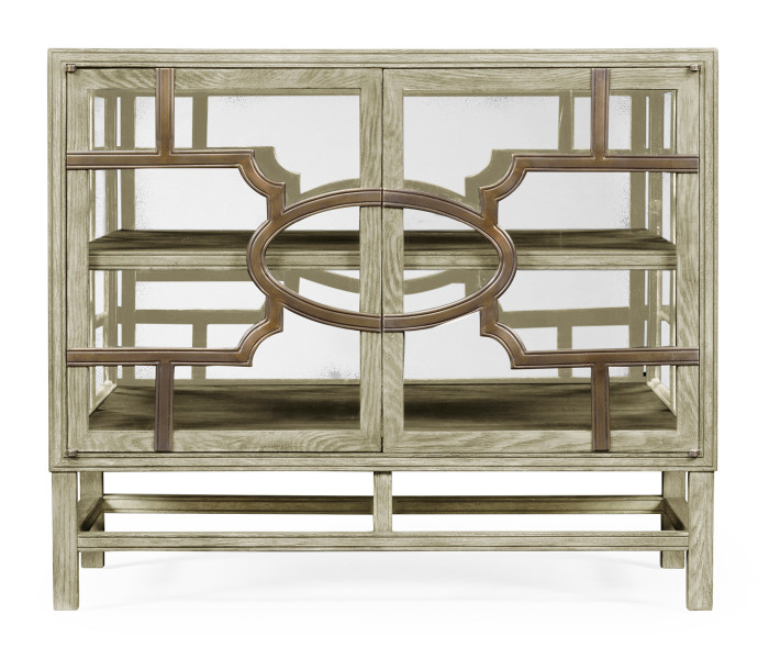 Hewlett Grey Oak Glazed Cabinet