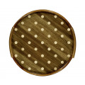 Small Circular Natural Acacia & Polka Dot Tray