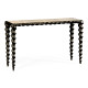Karinta Antique Brass Console Table with Oyster Veneer Top