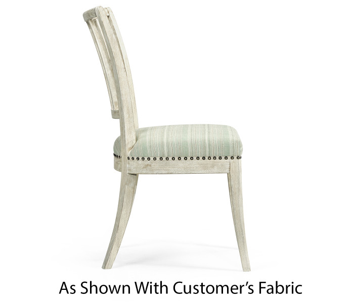 Bywater Washed Acacia Carver Side Chair, Upholstered in COM