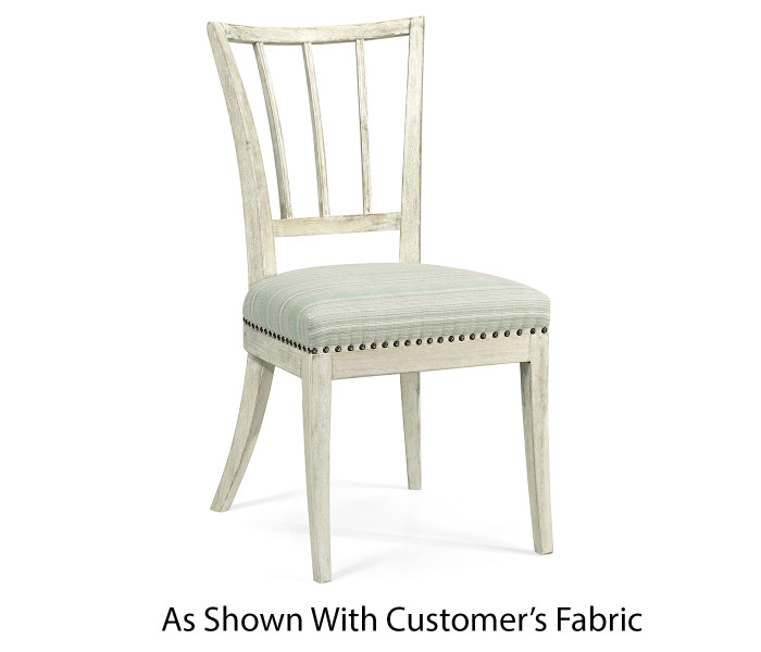 Bywater Washed Acacia Carver Side Chair, Upholstered in COM