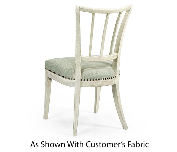 Bywater Washed Acacia Carver Side Chair, Upholstered in COM