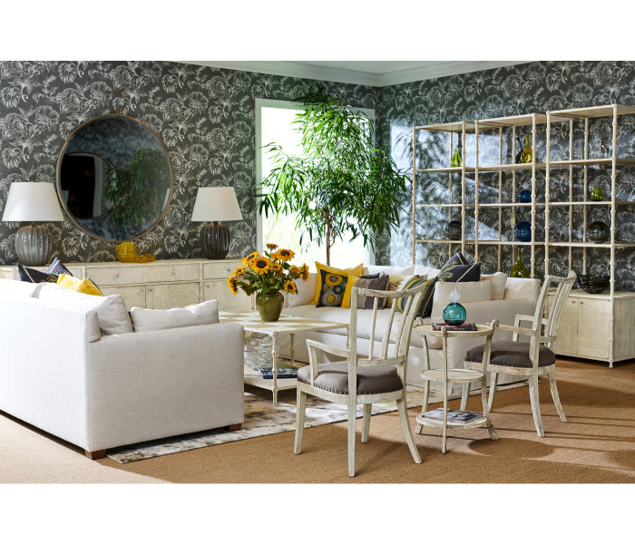 Bywater Washed Acacia Carver Side Chair, Upholstered in COM Bywater Washed Acacia Carver Side Chair, Upholstered in COM