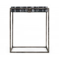 Square Iron End Table with a Black Marble Top