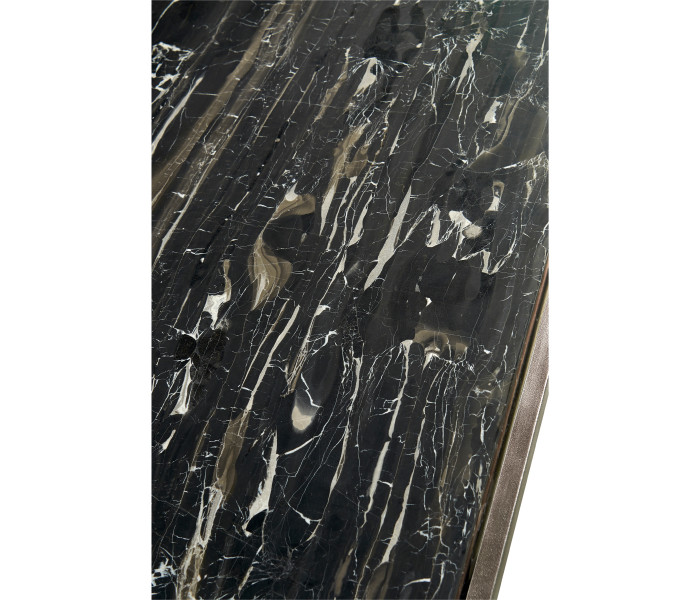 Rectangular Iron Cocktail Table with a Black Marble Top