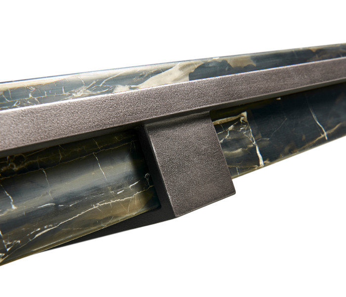 Rectangular Iron Cocktail Table with a Black Marble Top