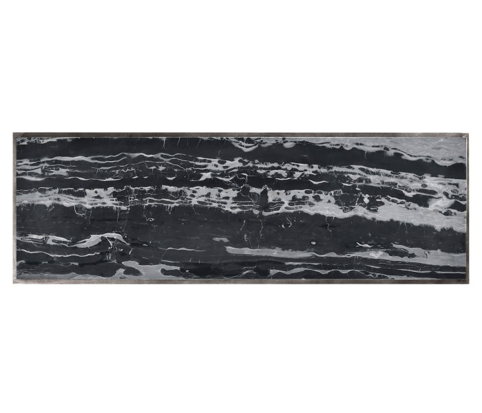 Rectangular Iron Console Table with a Black Marble Top