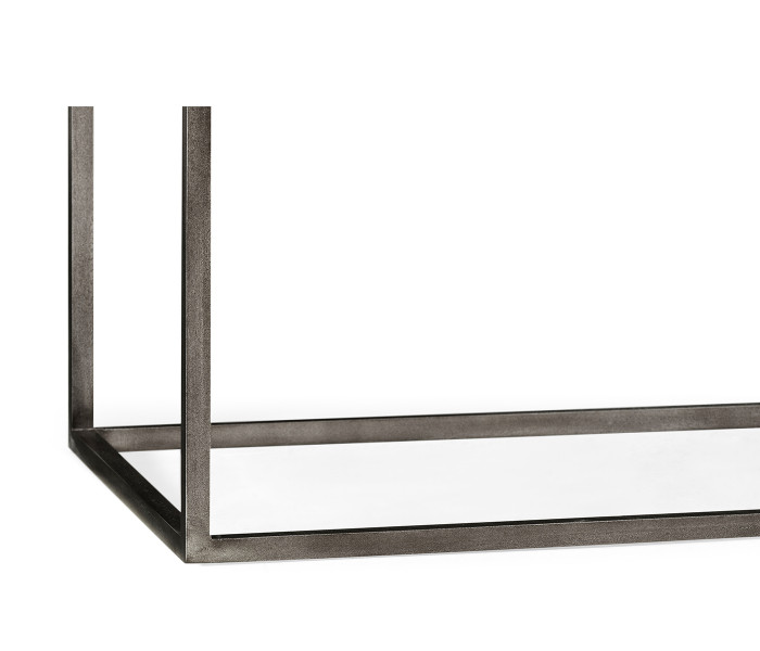 Rectangular Iron Console Table with a Black Marble Top