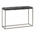 Rectangular Iron Console Table With A Black Marble Top