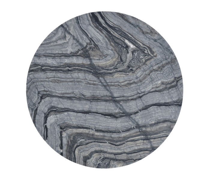 Round Geometic Brass Coffee Table with a Grey Marble Top