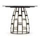 36" Round Geometric Dome Brass Breakfast Table with a Grey Marble Top