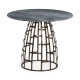 36" Round Geometric Dome Brass Breakfast Table with a Grey Marble Top