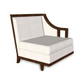 Walnut & Tan Rattan Left One-Seat Sofa Sectional 29