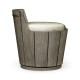 Swivel Grey Storage Bucket Stool, Upholstered in Standard Outdoor Fabric