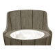 Swivel Grey Storage Bucket Stool, Upholstered in Standard Outdoor Fabric