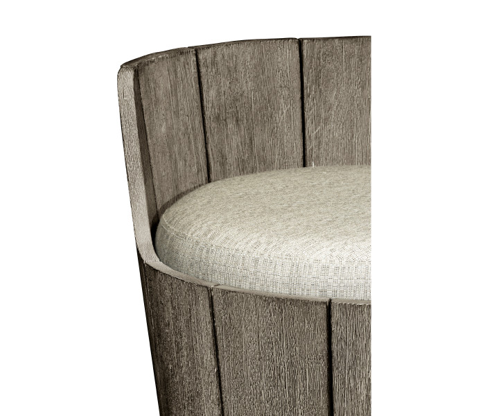 Swivel Grey Storage Bucket Stool, Upholstered in Standard Outdoor Fabric