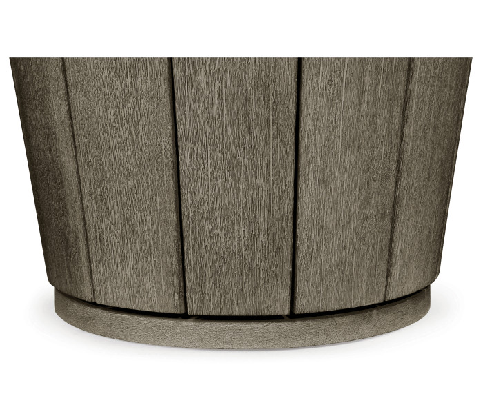 Swivel Grey Storage Bucket Stool, Upholstered in Standard Outdoor Fabric
