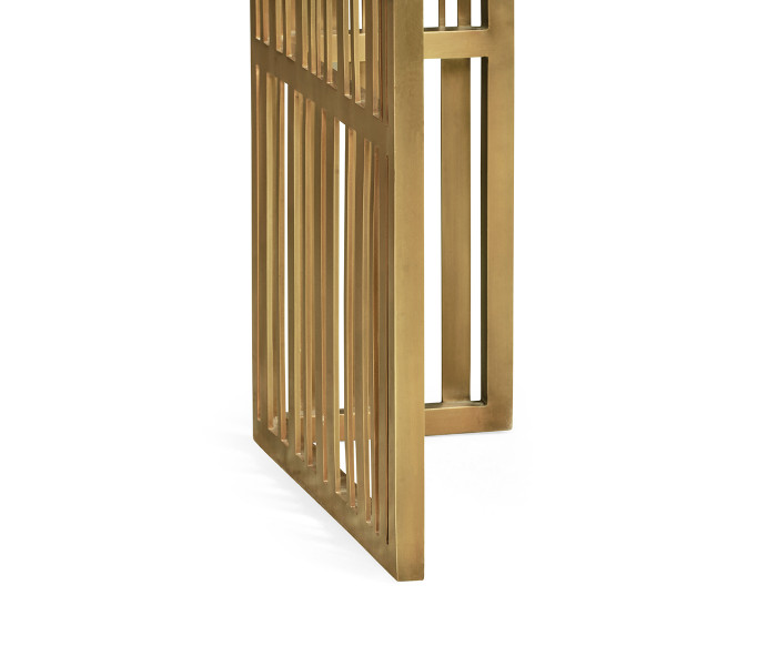 Rectangular Brass Console Table with a Grey Marble Top