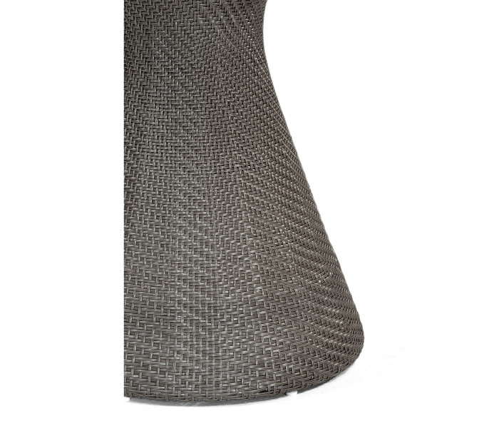 Round Dark Grey Rattan Dining Table with a Dark Marble Top