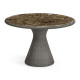 Round Dark Grey Rattan Dining Table with a Dark Marble Top
