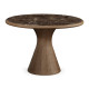Round Tan Rattan Dining Table with a Dark Marble Top