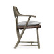 Smokers Style Grey & Rattan Dining Chair with Cushion, Upholstered in COM