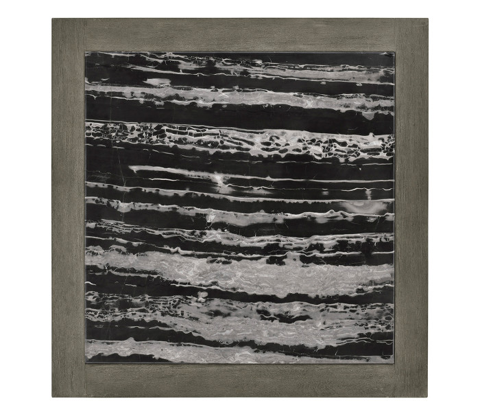 Square Grey & Rattan Coffee Table with a Black Marble Top