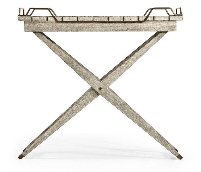 Rectangular Folding Navajo Sand & Antique Brass Tray Console Table