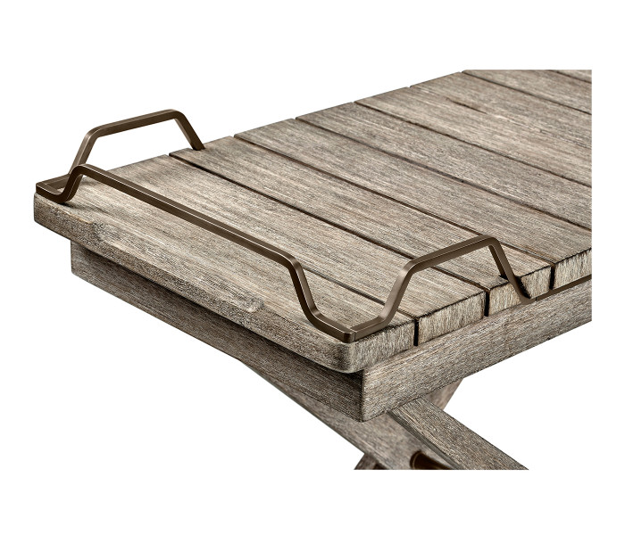 Rectangular Folding Navajo Sand & Antique Brass Tray Console Table