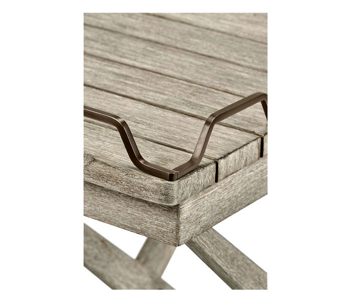 Rectangular Folding Navajo Sand & Antique Brass Tray Console Table