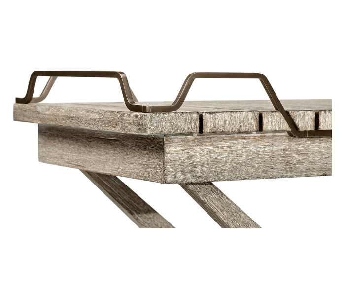 Rectangular Folding Navajo Sand & Antique Brass Tray Console Table