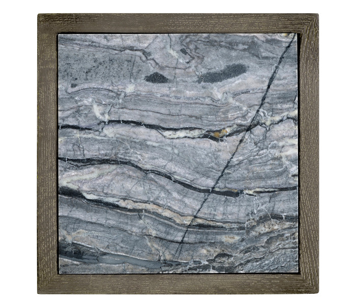 Square Grey End Table with a Light Marble Top