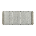 Rectangular Cloudy Grey & Rattan Cocktail Table with Curved Ends