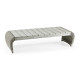 Rectangular Cloudy Grey & Rattan Cocktail Table with Curved Ends