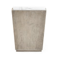 Rectangular Grey & Faux White Marble Storage End Table