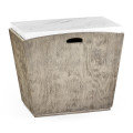 Rectangular Grey & Faux White Marble Storage End Table